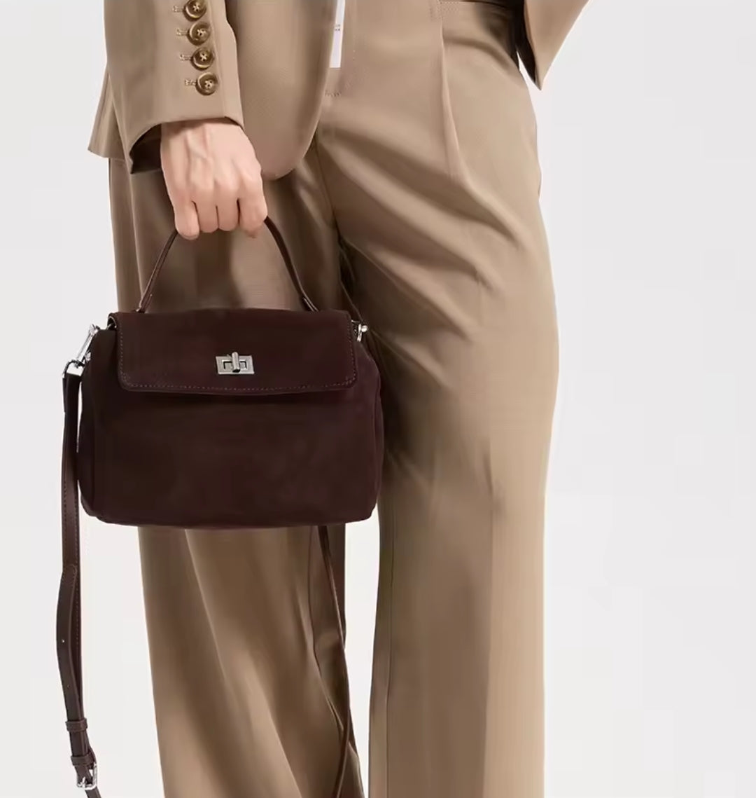 GINEVRA borsa a tracolla in pelle scamosciata