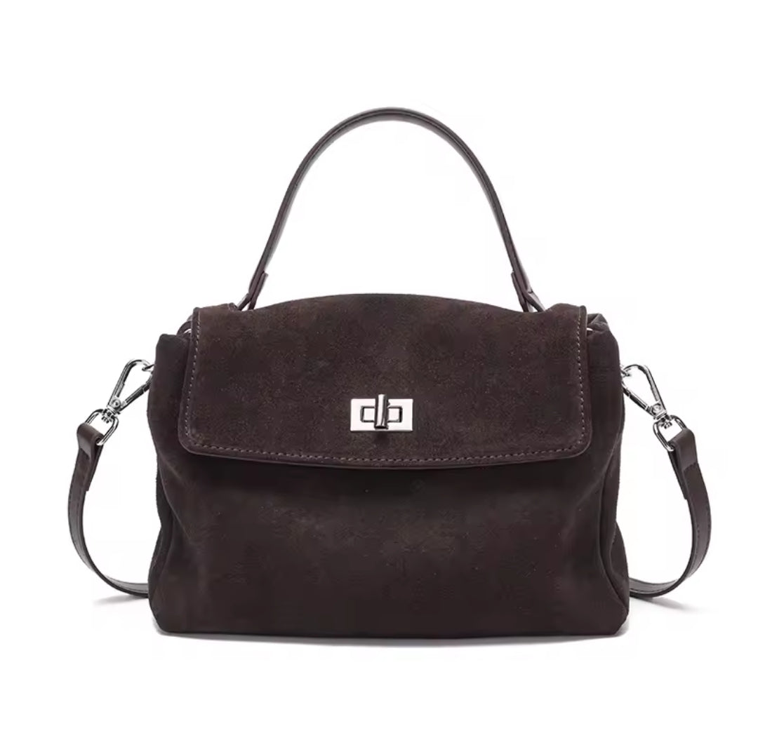 GINEVRA borsa a tracolla in pelle scamosciata