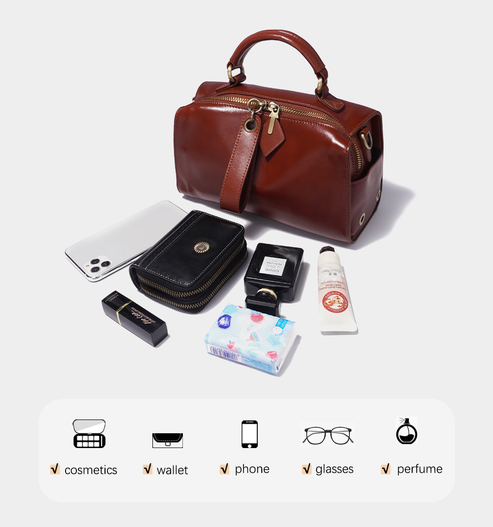 ASIA - Borsa a Spalla in Pelle Nera con Chiusura Dorata