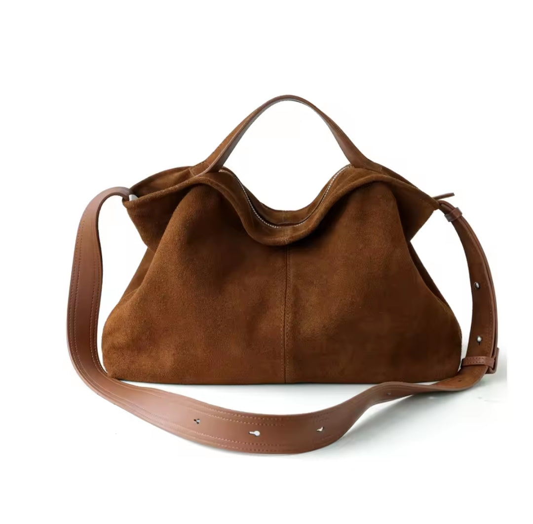 STEFANIA borsa grande in pelle scamosciata