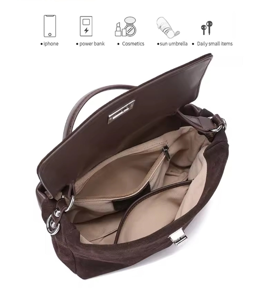 GINEVRA borsa a tracolla in pelle scamosciata