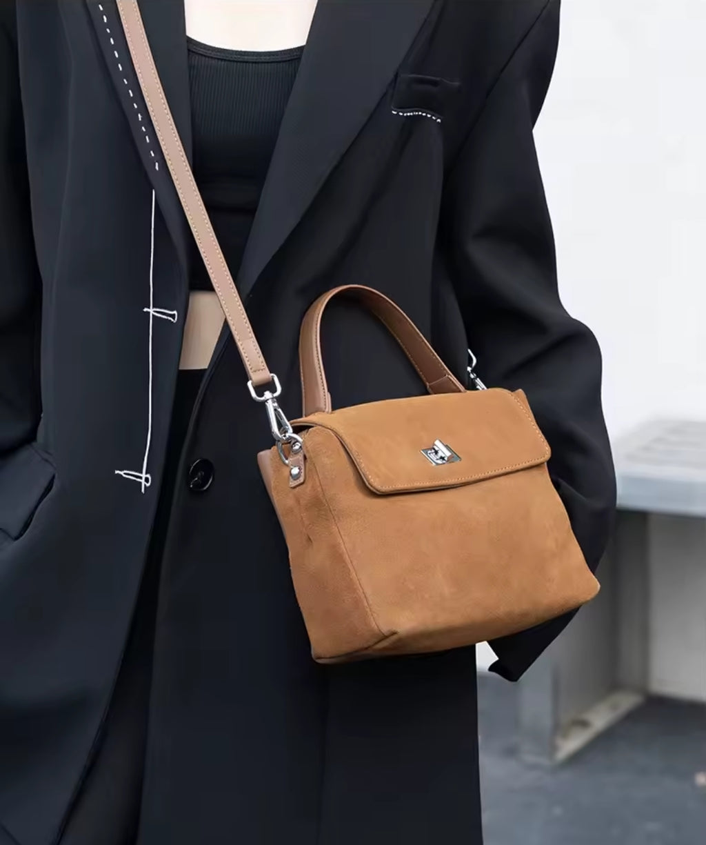 GINEVRA borsa a tracolla in pelle scamosciata