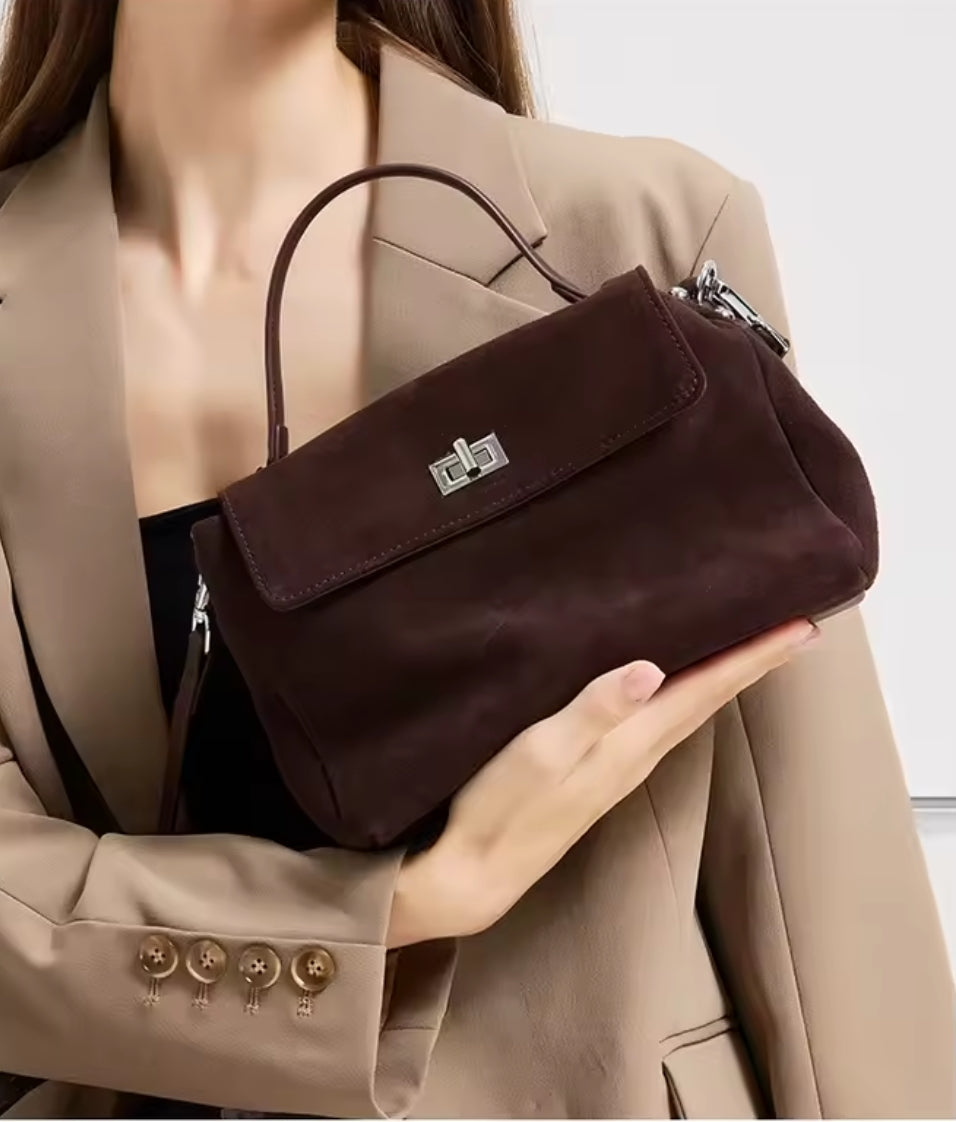 GINEVRA borsa a tracolla in pelle scamosciata