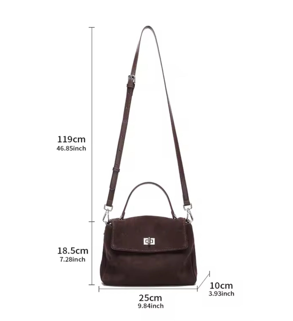 GINEVRA borsa a tracolla in pelle scamosciata