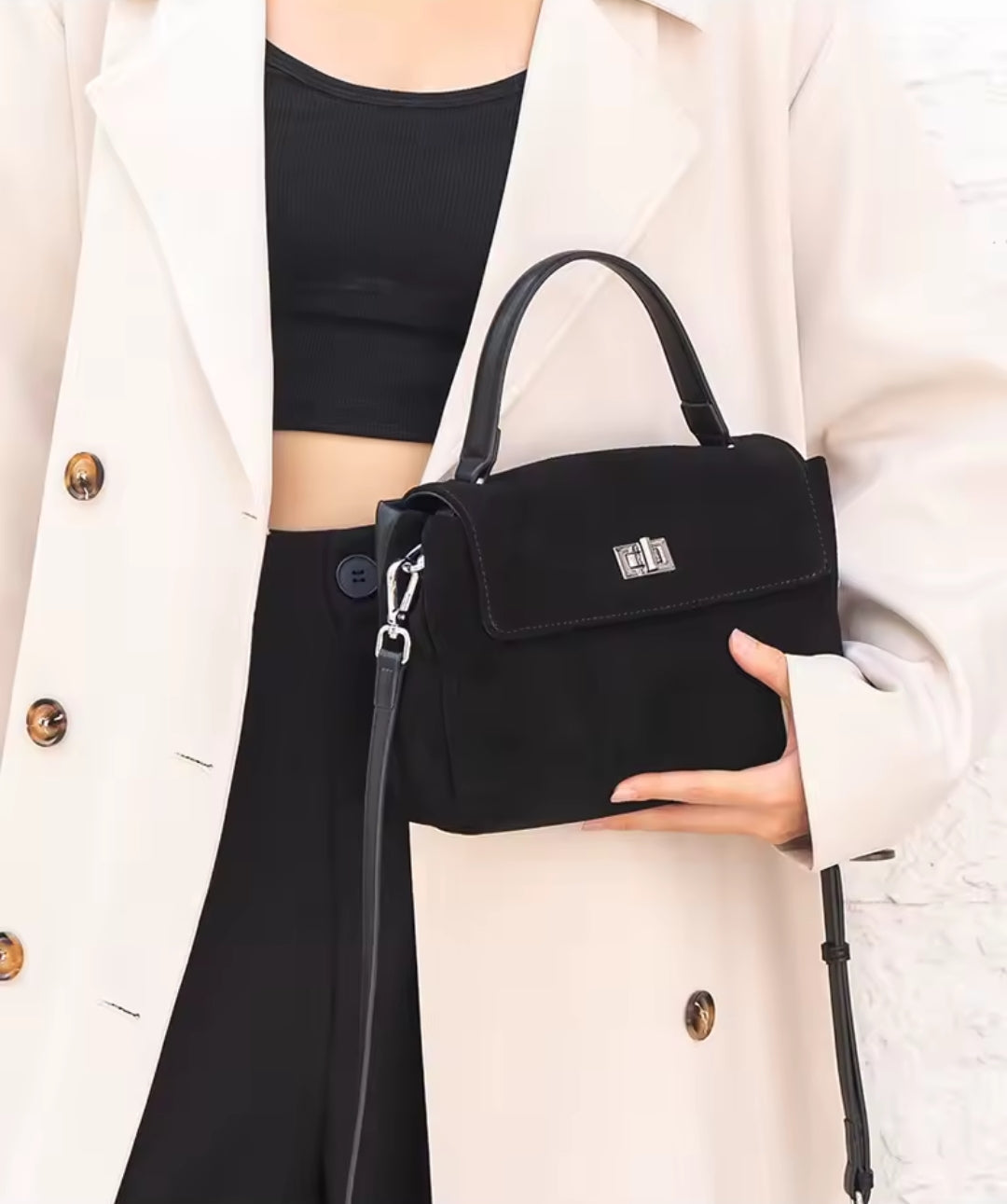 GINEVRA borsa a tracolla in pelle scamosciata