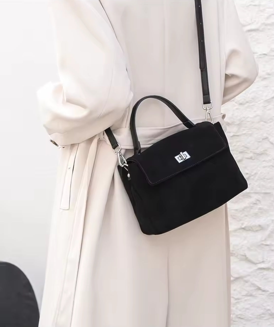 GINEVRA borsa a tracolla in pelle scamosciata