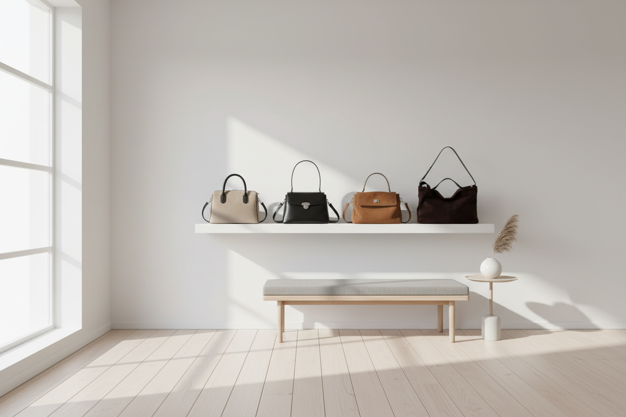 Stanza minimal con borse PANCHETTI