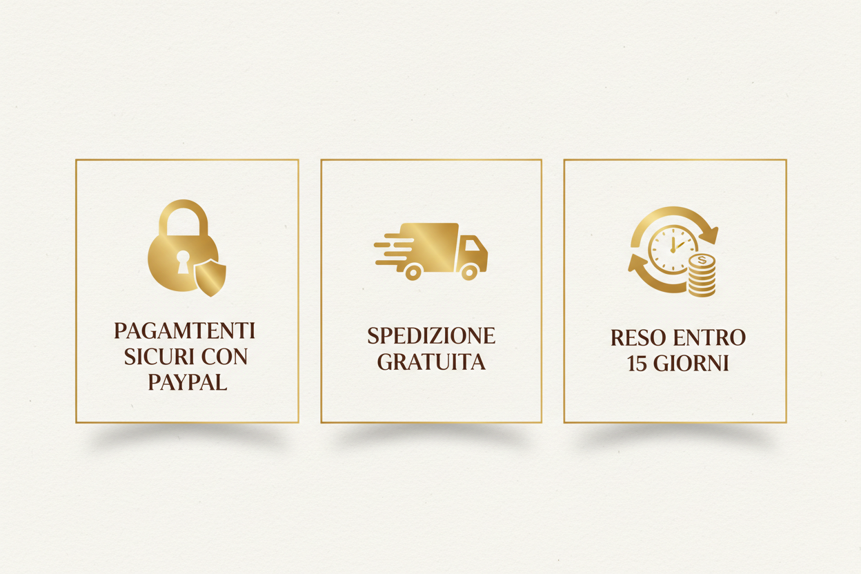 Trust badges - Pagamenti sicuri, Spedizione gratuita, Reso 15 giorni